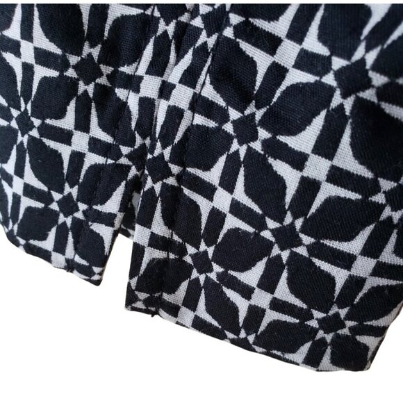 WHBM BLAZER 3/4 Sleeve Black & White Geometric Button Down Blazer Jacket - Picture 6 of 8